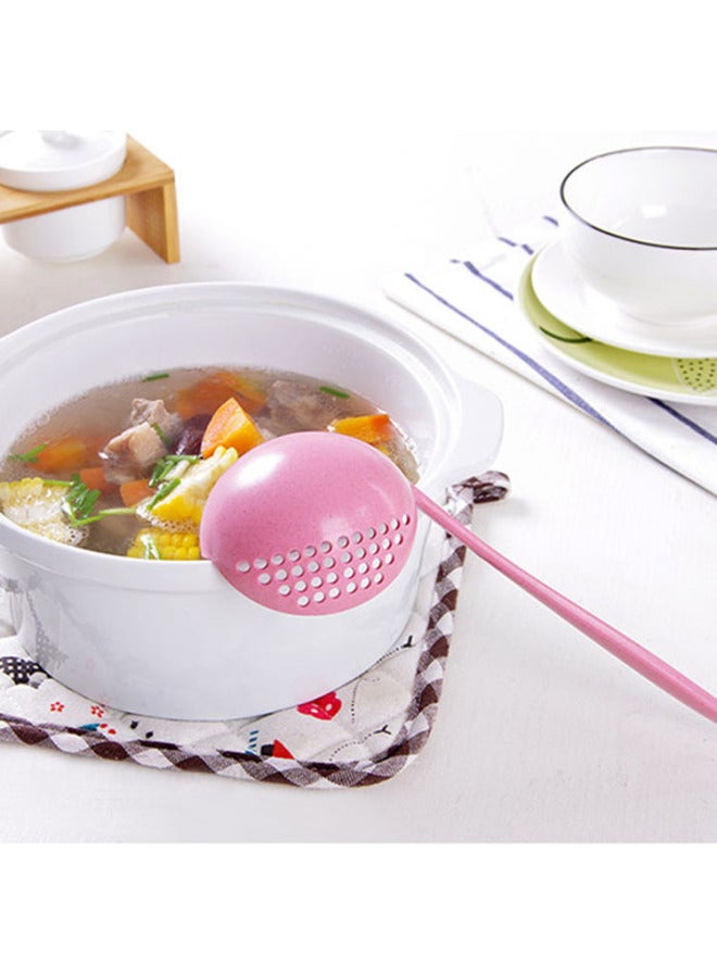 Creative Wheat Straw 2-in -1 Household Kitchen Soup Spoon Long Handle Plastic Colander Filter Mesh Tableware Hot Pot Spoon-Color:Nordic Blue-Specifications:High Quality Spoon (naked)