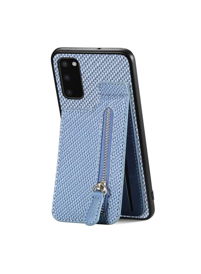 S-TOP Case For Samsung Galaxy S20 Carbon Fiber Vertical Flip Zipper Wallet Phone Case - Image 1