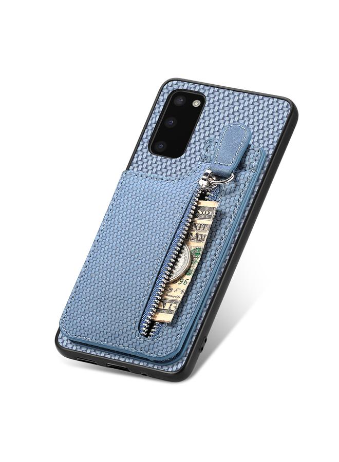 S-TOP Case For Samsung Galaxy S20 Carbon Fiber Vertical Flip Zipper Wallet Phone Case - Image 4