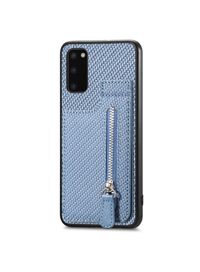 S-TOP Case For Samsung Galaxy S20 Carbon Fiber Vertical Flip Zipper Wallet Phone Case - Image 2