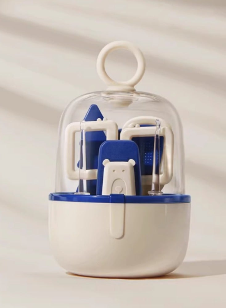 Baby Nail Clippers Set Baby Safety Nail Clippers Newborn Special Children's Anti-pinch Nail Clippers Care Forest Nail Clippers Seven-Piece Set - Blue - Image 1