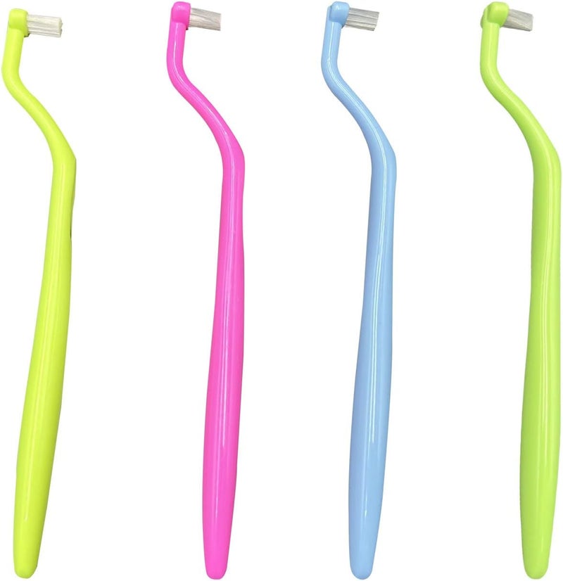 HRASY Orthodontic Toothbrush Small Tuft Toothbrush Tiny Compact Interspace Brush for Dental Implants, Braces and Teeth Detail Cleaning, 4 Pieces (4 Colors D) - Image 1