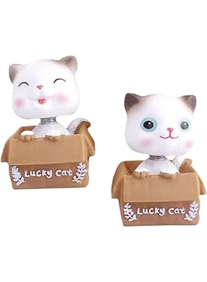 Cartoon Cat Figurine Ornament With Wobble Head Creative Car Decor Gift - Image 1