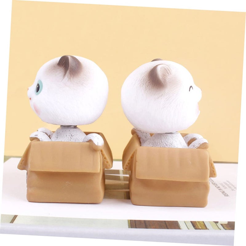Cartoon Cat Figurine Ornament With Wobble Head Creative Car Decor Gift - Image 5