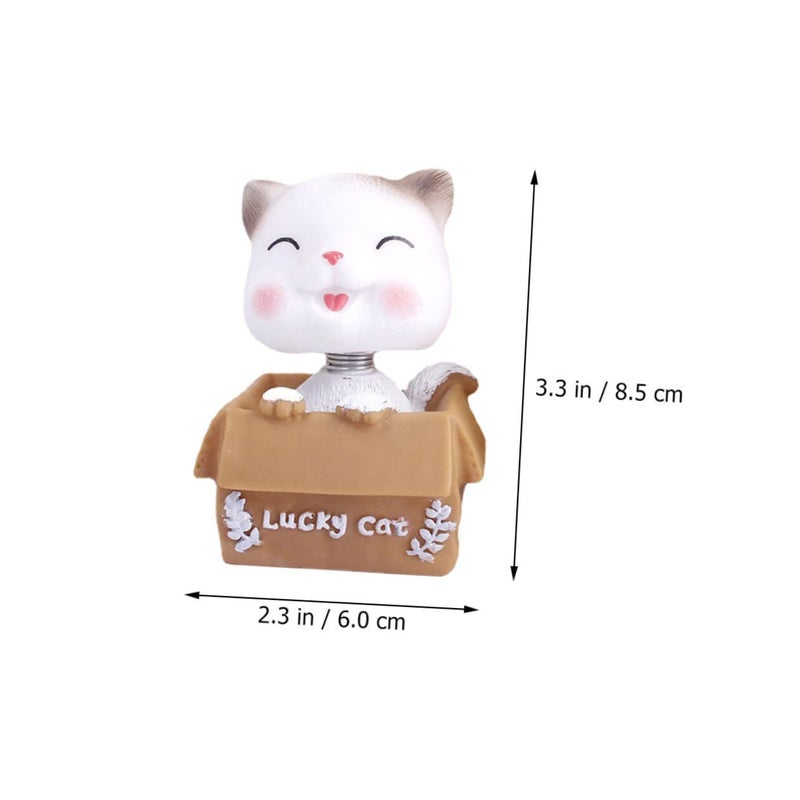 Cartoon Cat Figurine Ornament With Wobble Head Creative Car Decor Gift - Image 3