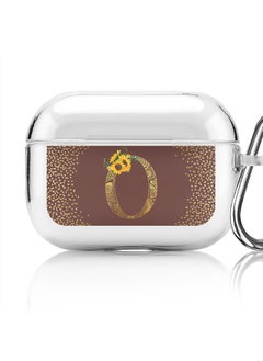 Classic Clear printed Case for Apple Airpods Pro Soft TPU Gel Thin Transparent Flexible Cover - Custom Monogram Initial Letter Mandala Floral Pattern Alphabet - O (Brown )