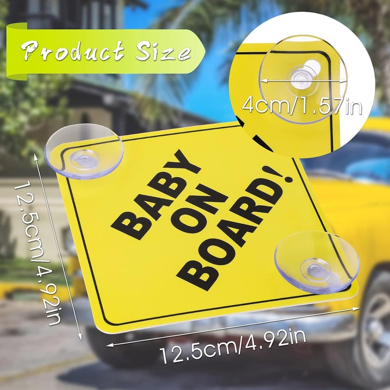 Cobee Baby on Board Car Signs, 2 Pcs 5"x5" Safety Signs with Double Suction Cups, Reusable Durable Baby in Car Sticker Decal (Style-A) Carefully selected material - Image 3