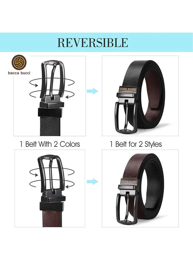 Bacca Bucci  Men's Black & Brown Solid Reversible Leather Belt for Men | Best Price UAE