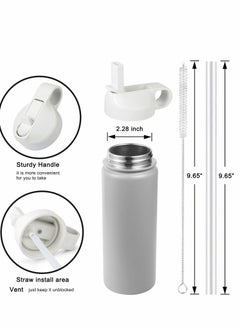 SYOSI Straw Lid Suitable For Hydro Flask,Straw Cap Wide-Mouth Water Bottle 18 32 40 Ounces (About 1.18 Liters) Wide Mouth, Straw Top Cap Replacement Cap (With 2 Straws And 1 Brush)  - Image 2