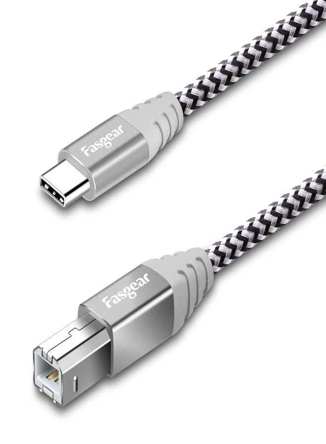 Fasgear 6ft USB C to USB B Cable Nylon Braided Printer Scanner Cord with Metal Connector Compatible with MacBook Pro, AiO, Brother, HP, Canon, Samsung Printers, and More (1.8m, Gray) - Image 1