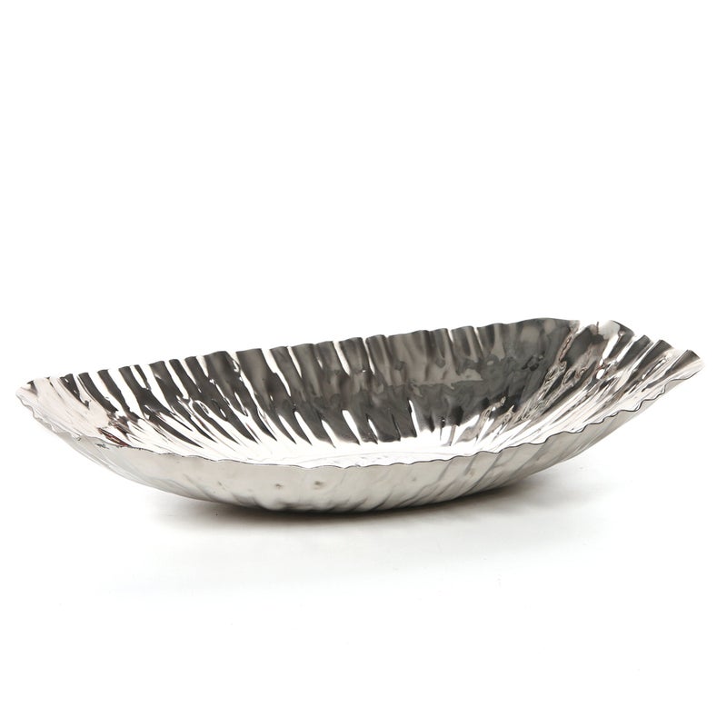 Hosley Elegance Redefined Silver Finish Decor Tray Bowl, 13.6 Inches Long Versatile and Chic Centerpiece for Serving, Floral Arrangements, and Stylish Home Decor - Image 1