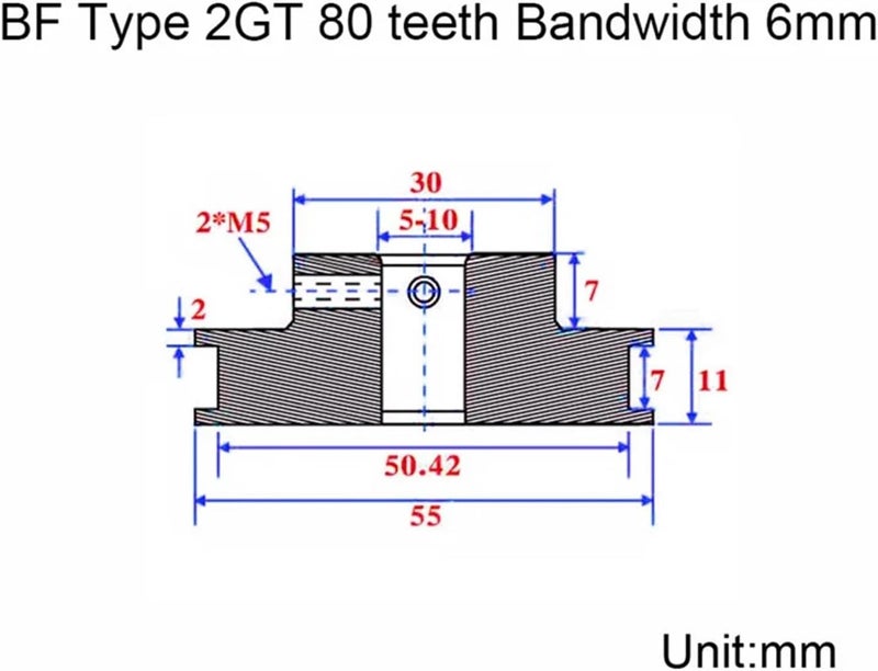 4:1 2GT Timing Belt Pulley Kit GT2 80:20 Teeth 1:4 Reduction Ratio 3D Printer Accessories leisurely(20T B6mm-80T B5mm,1.8mm) - Image 3