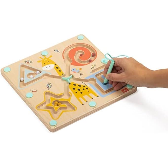 WOODEN MAGNETIC CIRCUIT BALL MAZE WITH WAND, MAGNETIC PUZZLES BOARD, TODDLER ACTIVITIES, COLOR MATCHING GAMES, MONTESSORI TOYS, FINE MOTOR SKILLS TOYS, MAGNET TOYS FOR BOYS & GIRLS - Image 3