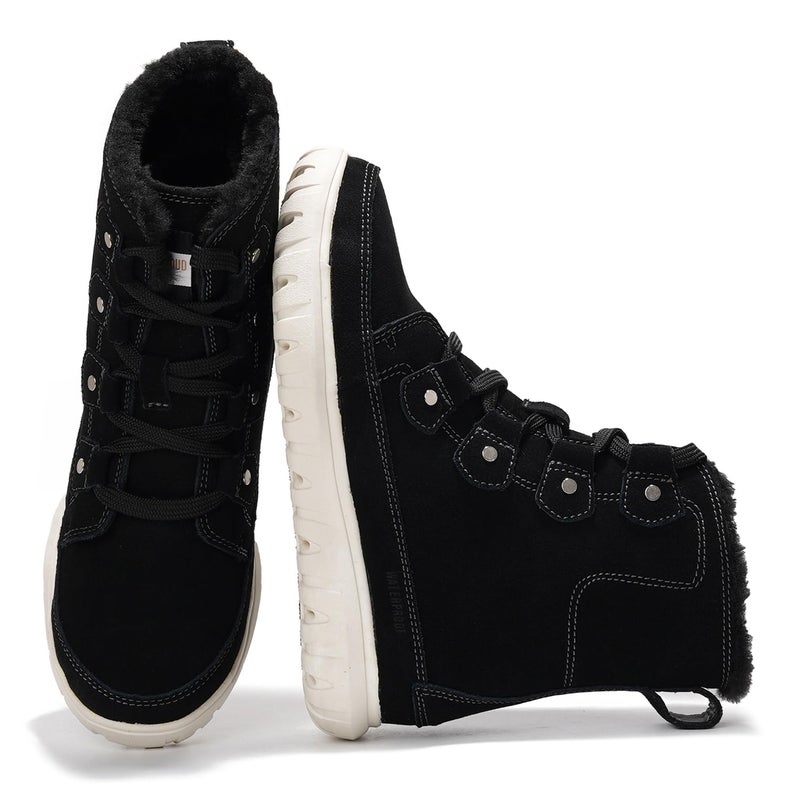 Project Cloud 100% Genuine Leather Womens Snow Boots- Genuine Leather Waterproof Memory Foam Insole and Non-Slip Winter Snow Boots For Women Footwear - Outdoor Shoes (Leonora, BLK, 6) - Image 2