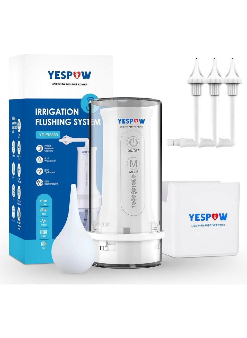 YESPOW Electric Ear Irrigation Flushing System, 5 Pressure Modes Ear Wax Removal Kit with 360° Rotatable Nozzle, IPX7 Waterproof Rechargeable Ear Cleaner for Adults & Kids - Image 1