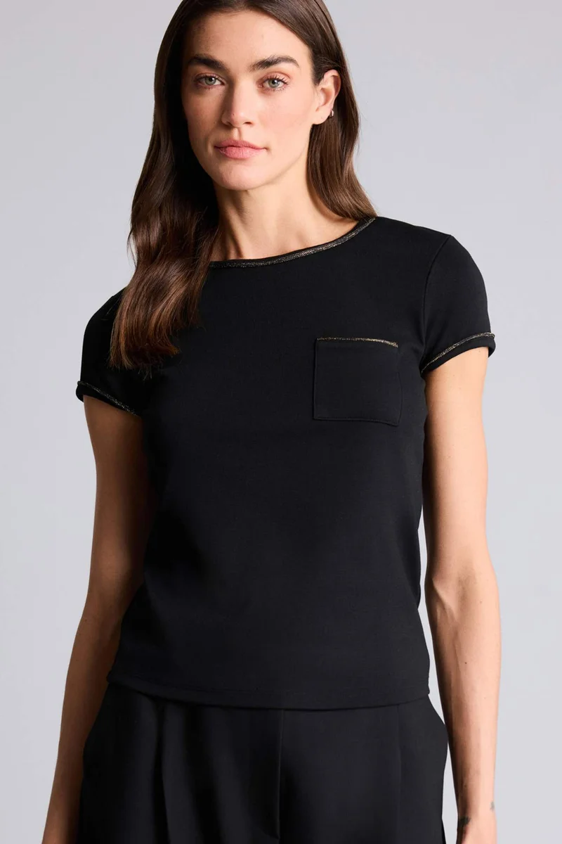 ديفاكتو Slim Fit Crew Neck Ribana Short Sleeve T-Shirt