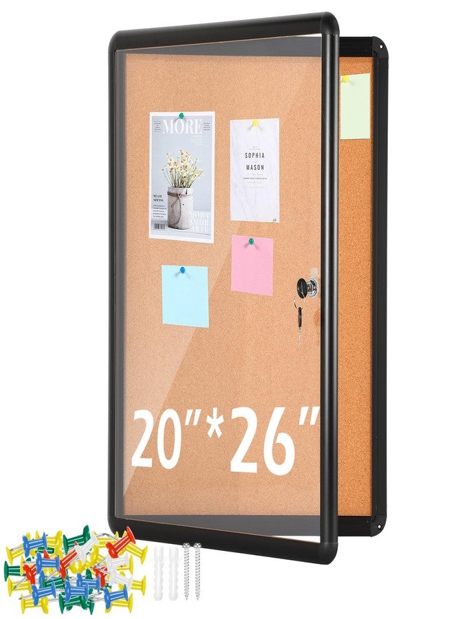 Suzile Enclosed Bulletin Board 20 x 26 Inches Lockable Notice Board Aluminum Framed Locking Display Case with 4 Matching Keys for Office Home School, Black - Image 1