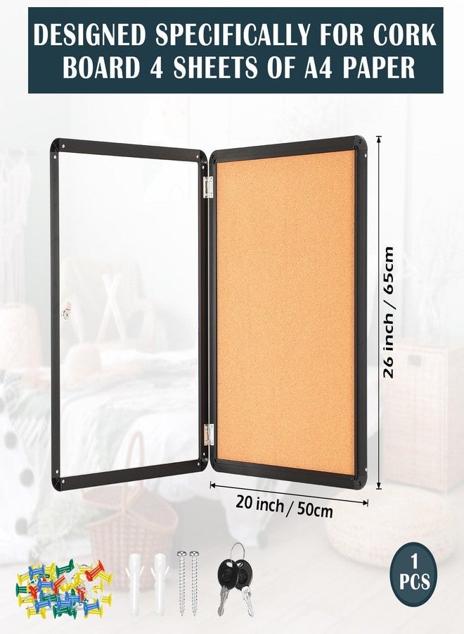 Suzile Enclosed Bulletin Board 20 x 26 Inches Lockable Notice Board Aluminum Framed Locking Display Case with 4 Matching Keys for Office Home School, Black - Image 2