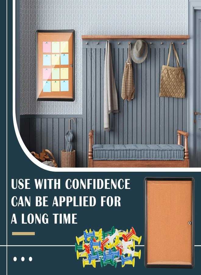 Suzile Enclosed Bulletin Board 20 x 26 Inches Lockable Notice Board Aluminum Framed Locking Display Case with 4 Matching Keys for Office Home School, Black - Image 5