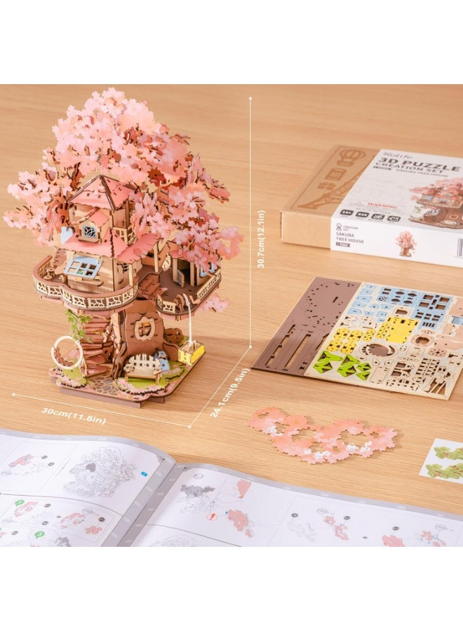 ROBOTIME Rolife Sakura Tree House DIY Wooden 3D Puzzle TGS04 - Image 3