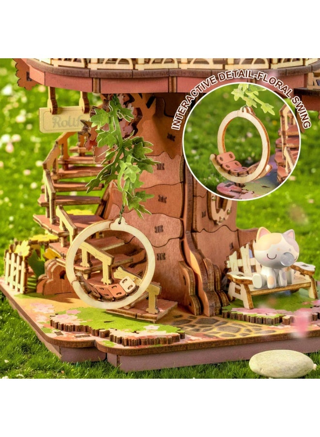 ROBOTIME Rolife Sakura Tree House DIY Wooden 3D Puzzle TGS04 - Image 5