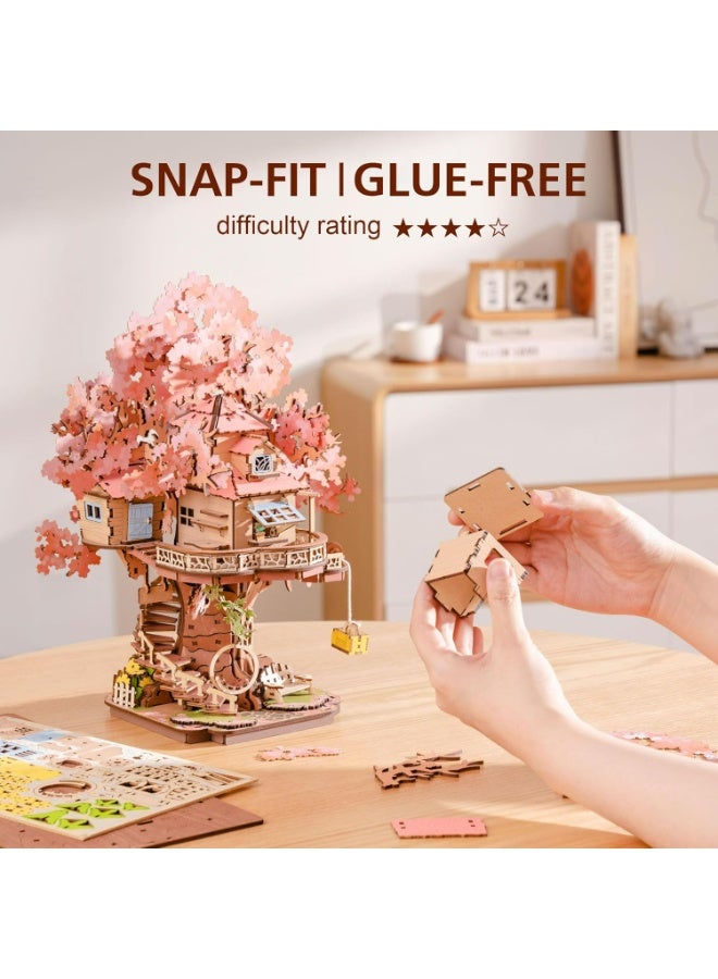 ROBOTIME Rolife Sakura Tree House DIY Wooden 3D Puzzle TGS04 - Image 4