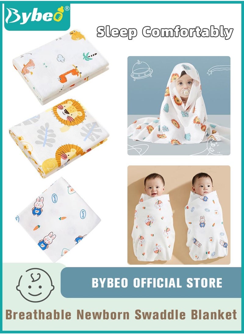 Bybeo 3 PCS Baby Swaddle Blanket for Newborn Infant Swaddling Wrap Babies Sleeping Bag for Boy Girl Soft Cotton Sleep Sack  - Image 1