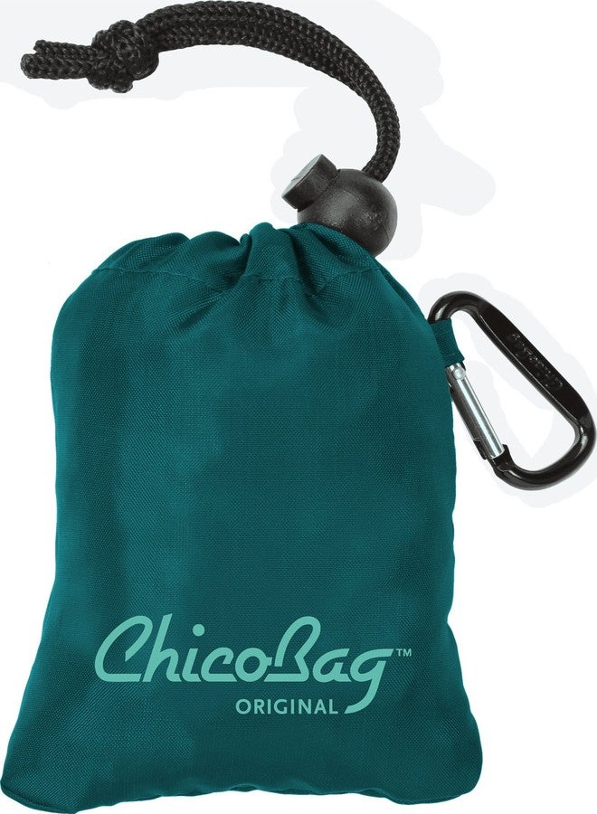 ChicoBag Original Compact Reusable Grocery Bag w/Attached Pouch and Carabiner Clip | Perfect for Shopping, Travel, Organization | Eco-Conscious Packable Tote | Aqua (Pack of 1) - Image 4