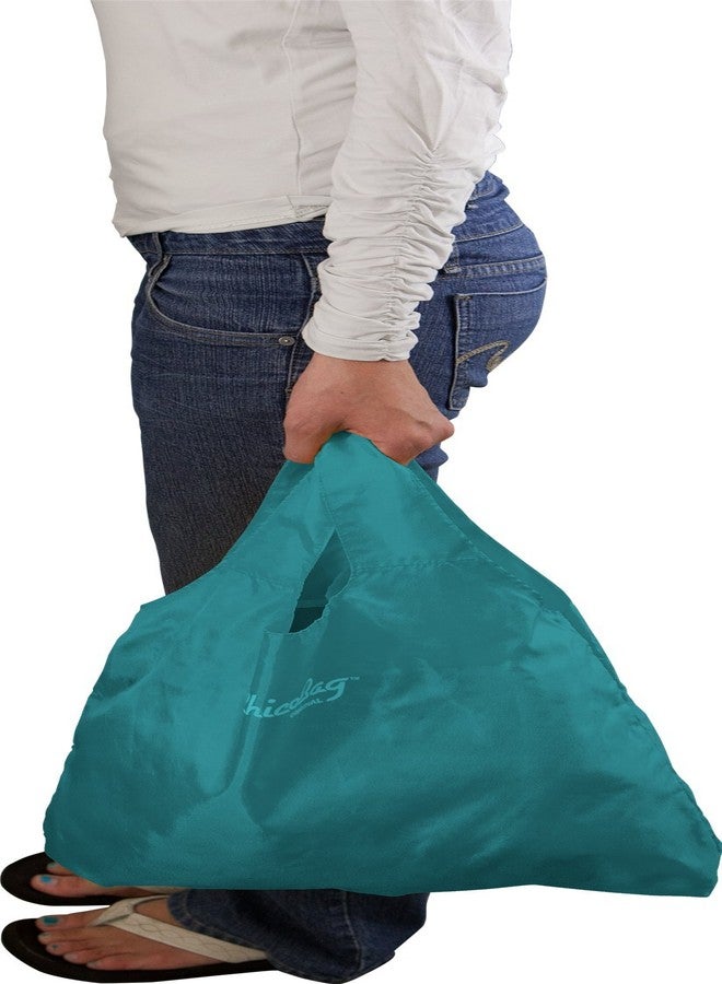 ChicoBag Original Compact Reusable Grocery Bag w/Attached Pouch and Carabiner Clip | Perfect for Shopping, Travel, Organization | Eco-Conscious Packable Tote | Aqua (Pack of 1) - Image 2