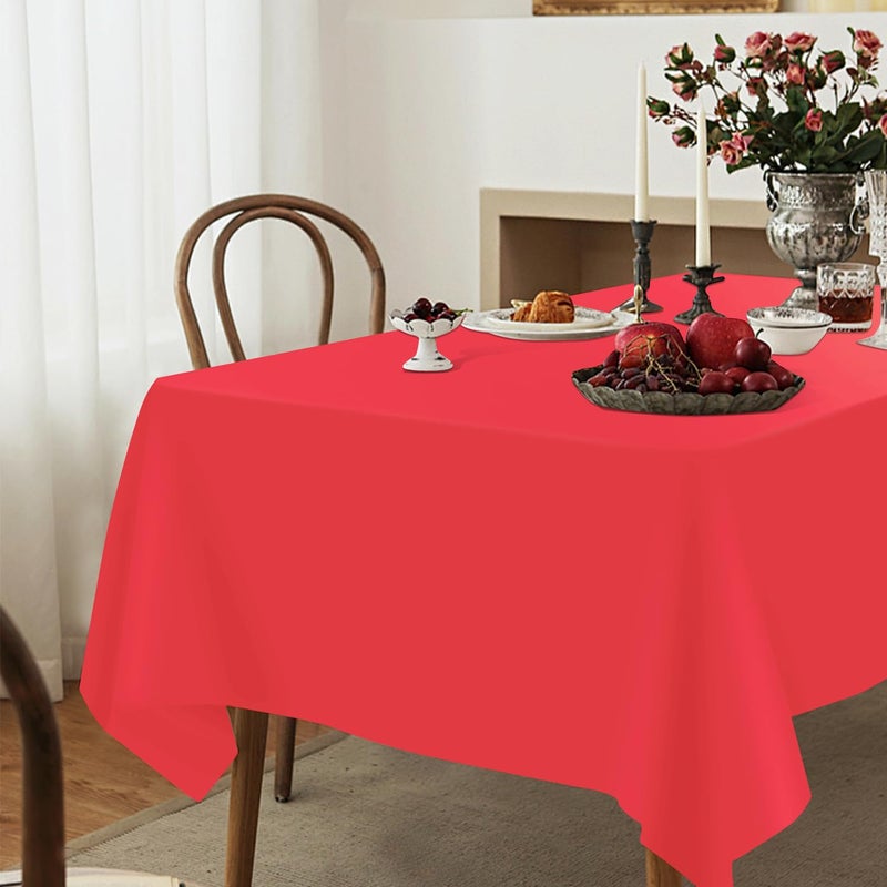 YSYJ 3 Pack Red Plastic Tablecloth Disposable Rectangular Table Cloth 54 x 108 Inch Table Cover for Parties - Image 5