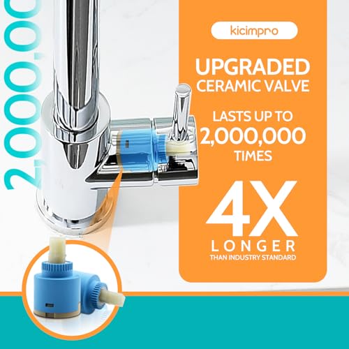 Kicimpro Chrome Kitchen Faucet, Kitchen Faucets for Sink 3 Hole High Arc Single Handle Stainless Steel Commercial RV Camper Kitchen Faucet with Pull Down Sprayer llaves para fregaderos de cocina - Image 3