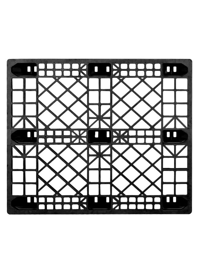 Heavy-Duty 9-Foot Open Deck Pallet, 100x120 cm, Polypropylene Plastic, One-Piece Molded, 7kg – 1T Static & 500kg Dynamic Load, Durable & Lightweight – Black