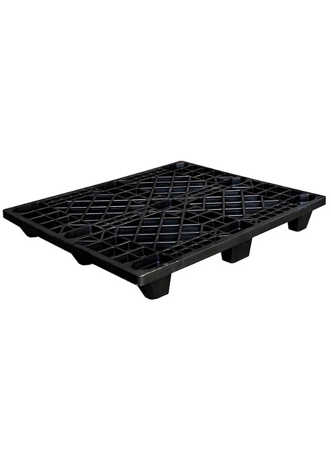 Heavy-Duty 9-Foot Open Deck Pallet, 100x120 cm, Polypropylene Plastic, One-Piece Molded, 7kg – 1T Static & 500kg Dynamic Load, Durable & Lightweight – Black