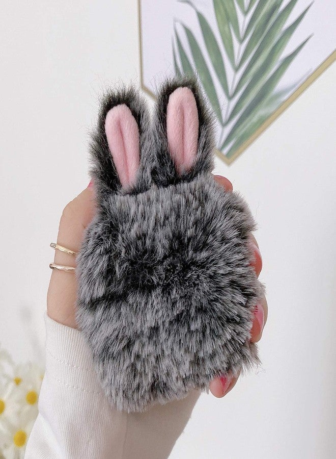 Guppy Compatible with AirPods Pro 2 Furry Bunny Case Girls 3D Cartoon Cute Rabbit Ears Plush Fluffy Warm Carrying Case Soft Protective Case Cover Accessories for AirPods Pro2 2022 Gray - Image 2
