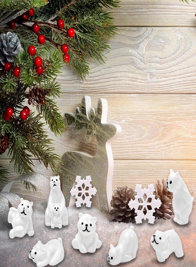 Feivando 40 Pcs Mini Resin Polar Bear Figurines with Snowflakes Tiny Little Winter Resin Animal Miniature Figures for Holiday Crafts Garden Micro Landscape Home Table Decor - Image 5