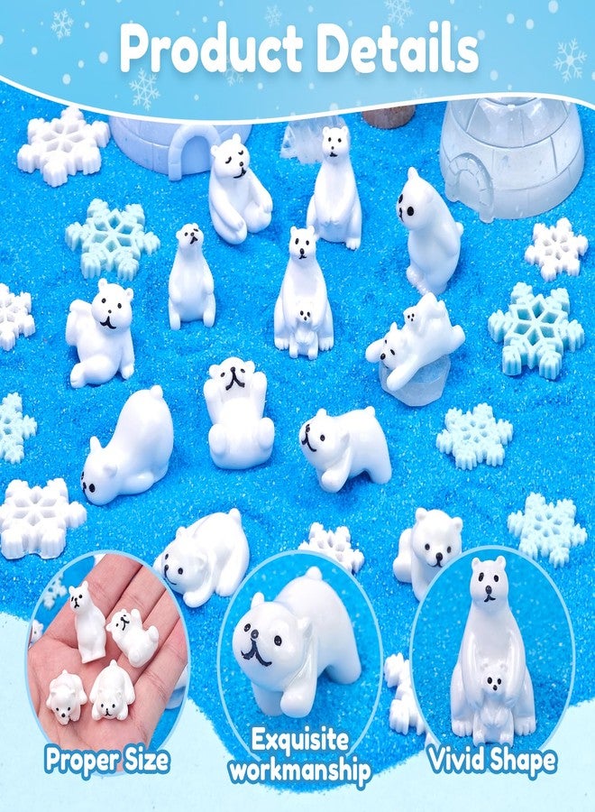 Feivando 40 Pcs Mini Resin Polar Bear Figurines with Snowflakes Tiny Little Winter Resin Animal Miniature Figures for Holiday Crafts Garden Micro Landscape Home Table Decor - Image 3