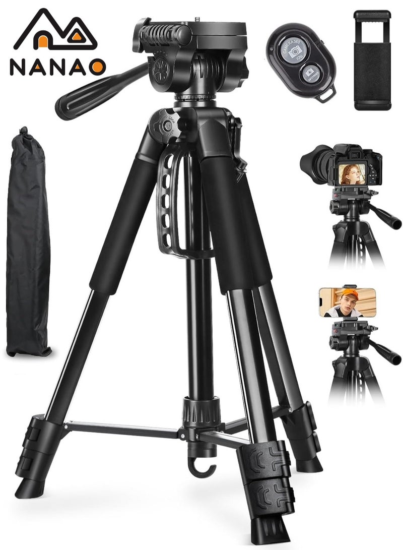 NANAO Camera Tripod Stand, 170cm 360° Panorama Shooting Phone Tripod with Travel Bag, Sturdy Tripod with Wireless Remote, Supports DSLR Cameras/Projector/Webcam/Spotting Scopes  - Image 1