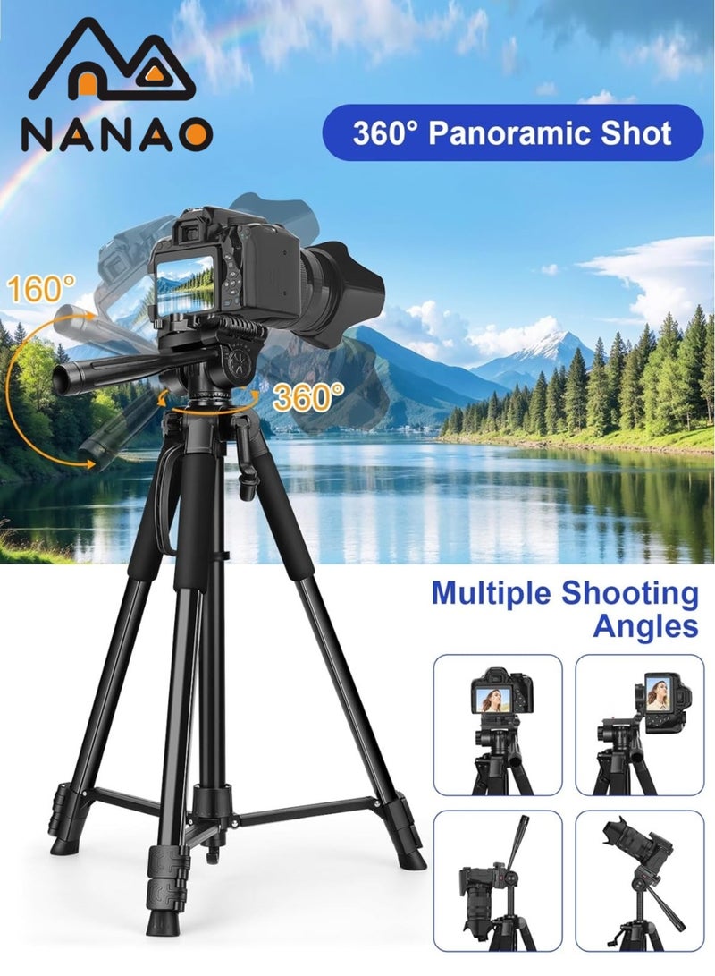 NANAO Camera Tripod Stand, 170cm 360° Panorama Shooting Phone Tripod with Travel Bag, Sturdy Tripod with Wireless Remote, Supports DSLR Cameras/Projector/Webcam/Spotting Scopes  - Image 4