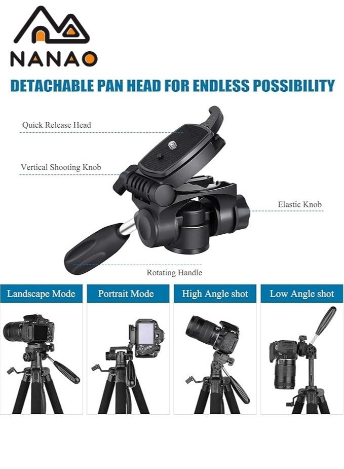 NANAO Camera Tripod Stand, 170cm 360° Panorama Shooting Phone Tripod with Travel Bag, Sturdy Tripod with Wireless Remote, Supports DSLR Cameras/Projector/Webcam/Spotting Scopes  - Image 5