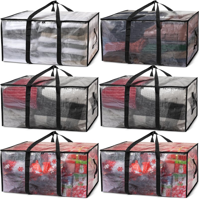 ClearSpace Oversized Moving Bags or Storage Bag â€“ Large Moving Boxes with Backpack Straps, Zippers & Handles â€“ Heavy-Duty Packing Bags for Moving, College Dorm, Christmas Decorations, 6 Pack - Image 1