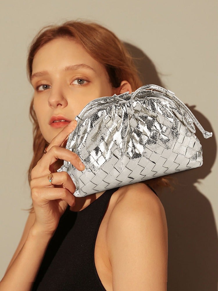 Trendy Women'S Bag, Niche Design Woven Cloud Bag, Fashionable Shoulder Crossbody Clutch Dumpling Bag, Small Size Versatile - Image 2