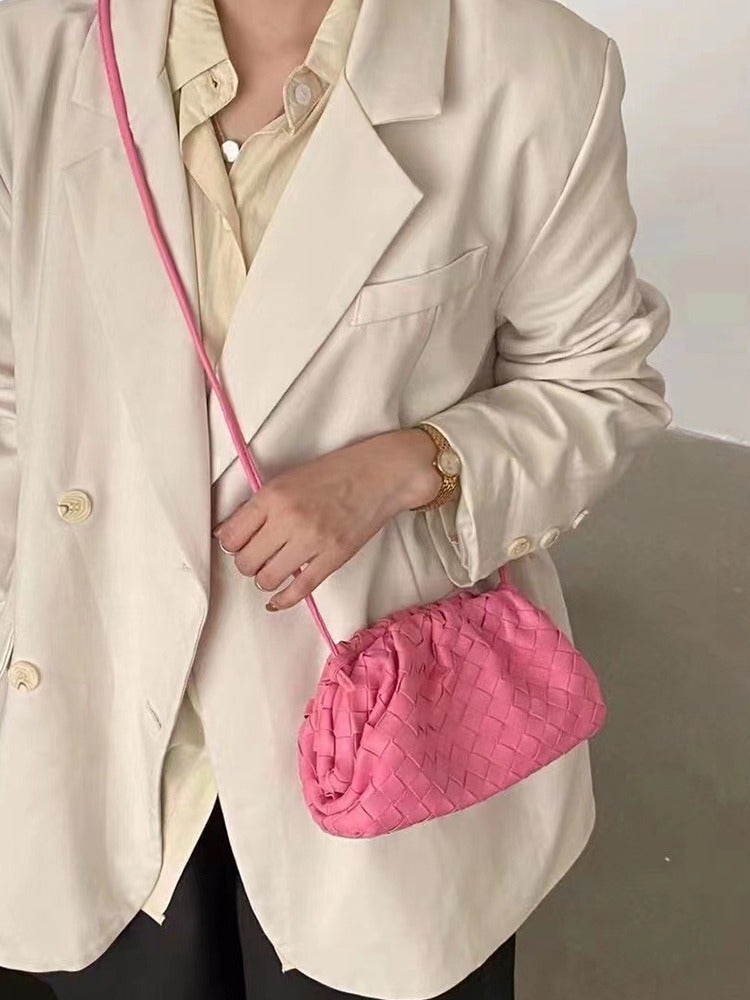 Trendy Women'S Bag, Niche Design Woven Cloud Bag, Fashionable Shoulder Crossbody Clutch Dumpling Bag, Small Size Versatile - Image 4