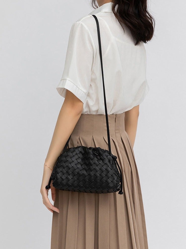 Trendy Women'S Bag, Niche Design Woven Cloud Bag, Fashionable Shoulder Crossbody Clutch Dumpling Bag, Small Size Versatile - Image 3