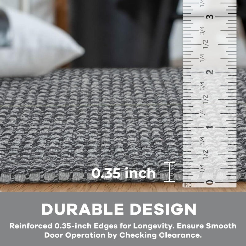 KOZYFLY Washable Area Rug 5x7 ft Rubber Backed Non Slip Rugs for Living Room Braided Cotton Bedroom Rug Woven Office Rugs Indoor Floor Carpets for Dining Bedroom Living Room, Grey/Dark Grey - Image 4