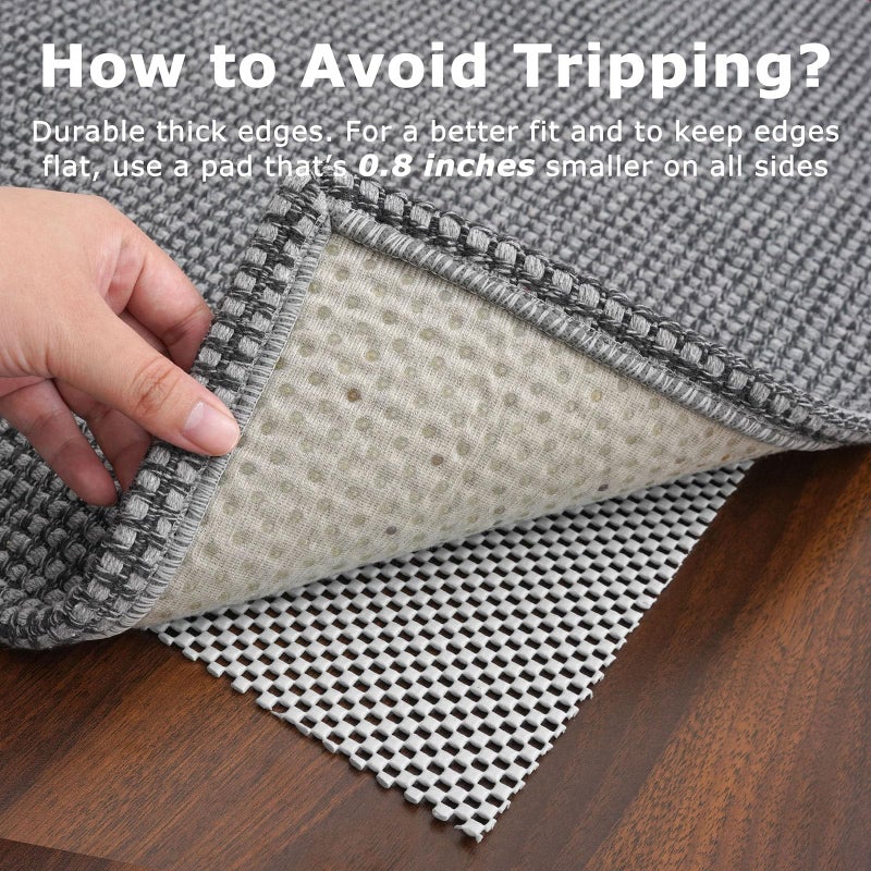 KOZYFLY Washable Area Rug 5x7 ft Rubber Backed Non Slip Rugs for Living Room Braided Cotton Bedroom Rug Woven Office Rugs Indoor Floor Carpets for Dining Bedroom Living Room, Grey/Dark Grey - Image 5