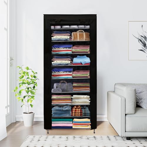 RAXON WORLD 9 Layer Metal Black Space-Saver Collapsible Wardrobe: Maximize Your Space with Style - Image 1