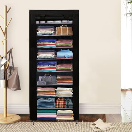 RAXON WORLD 9 Layer Metal Black Space-Saver Collapsible Wardrobe: Maximize Your Space with Style - Image 2