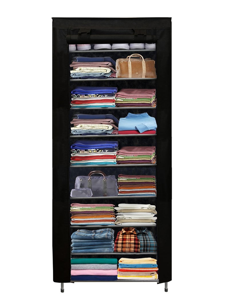 RAXON WORLD 9 Layer Metal Black Space-Saver Collapsible Wardrobe: Maximize Your Space with Style - Image 5