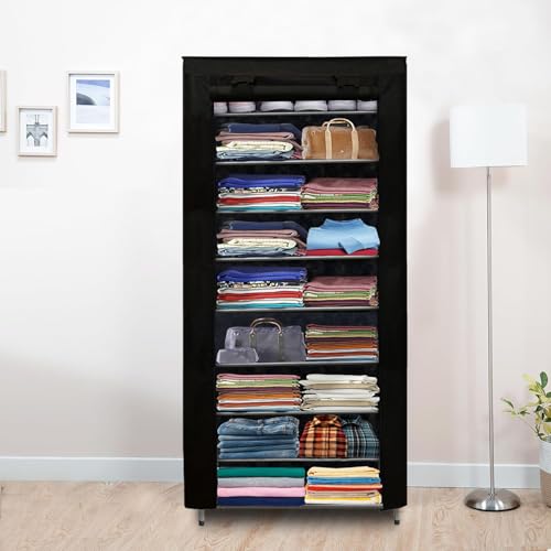 RAXON WORLD 9 Layer Metal Black Space-Saver Collapsible Wardrobe: Maximize Your Space with Style - Image 3