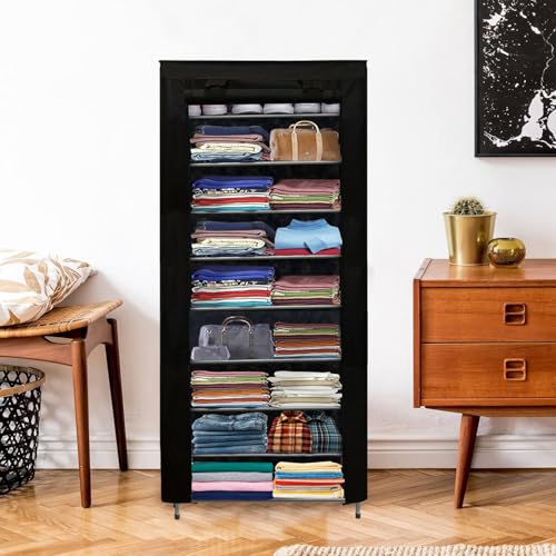 RAXON WORLD 9 Layer Metal Black Space-Saver Collapsible Wardrobe: Maximize Your Space with Style - Image 4